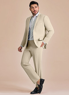 front James Tan Structured Stretch Suit