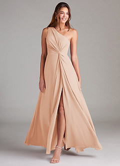 Azazie Brooke Bridesmaid Dresses English Rose A-Line One Shoulder Chiffon Dress image3