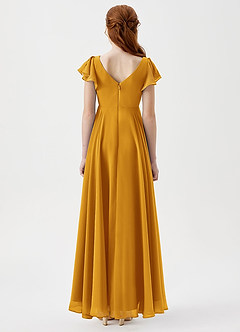 Azazie Caria Junior A-Linie Plissee Chiffon Kleid Butterscotch image4