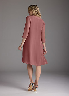 Azazie Shirley Mother of the Bride Dresses Desert Rose A-Line Scoop Pleated Chiffon Dress image3