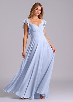 Azazie Leilani Bridesmaid Dresses Ice A-Line Pleated Chiffon Dress image3