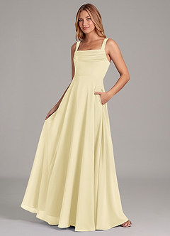 Azazie Shaude Suknie dla druhen Linia A Pofałdowany Szyfon Do ziemi Sukienka image4