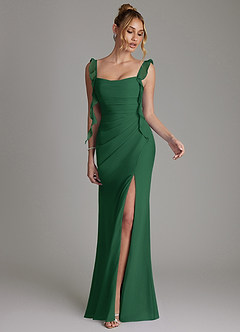 Azazie Jessamine Bridesmaid Dresses Dark Green Mermaid Corset Chiffon Dress image4