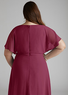 Azazie Aaliyah Modest Bridesmaid Dresses A-Line Scoop Pleated Chiffon Floor-Length Dress image10
