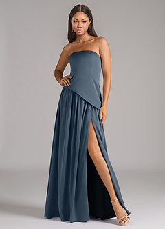 Azazie Adeline Bridesmaid Dresses Twilight A-Line Strapless Stretch Satin Convertible Dress image1