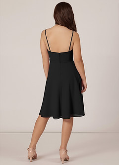 Azazie Kalie Junior Black A-Line with Belt Chiffon Dress image2