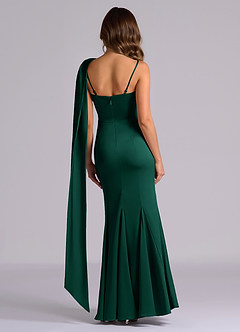 Azazie Inara Bridesmaid Dresses Emerald Mermaid Pleated Stretch Satin Dress image2
