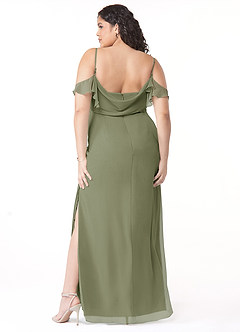 Azazie Emeralda Abiti da Damigella Abito Tubino in Chiffon a Spalla Scoperta Pistacchio image8