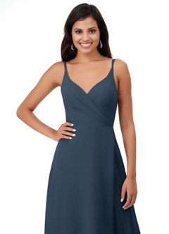 Azazie Lennon Abiti da Damigella Abito A-Line in Chiffon Pizzo Blu Nettuno image6