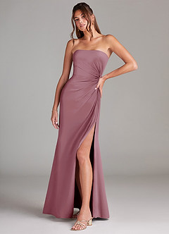 Azazie Aliani Bridesmaid Dresses Vintage Mauve Sheath Strapless Chiffon Convertible Dress image4