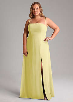 Azazie Wren Bridesmaid Dresses Lemon Sorbet A-Line Side Slit Chiffon Convertible Dress image14