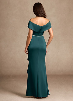 Azazie Dareia Mother of the Bride Dresses Pine Mermaid Off the Shoulder Stretch Satin Dress image2