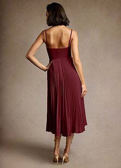 Emma Wine Pleated Midi Dress image6