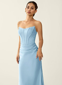 Fiammetta Sky Blue Lace Corset Stretch Satin Mermaid Prom Dress image6