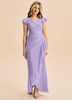 Azazie Julie Junior Meerjungfrau-Linie Gestreift Chiffon Kleid Flieder image4