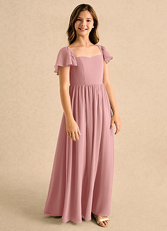 Azazie Patsy Girls Formal vestidos de niña de las flores Vestido Rosa Polvorienta de Gasa de Corte en A con Escote corazón image2