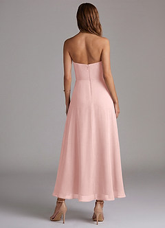 Azazie Wren Vestidos de madrinha de casamento Vestido Pó Rosa de Chiffon de Linha A com Sem alças image4