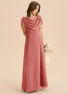 Azazie Lambie Junior Antique Rose A-Line Pleated Chiffon Dress image5