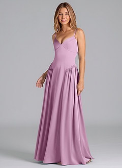 Azazie Kirby Vestidos de damas de honor Vestido de Glicinia de Satén Elástico de Corte en A image4