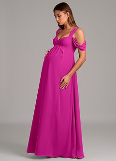 Azazie Rhea Maternity Bridesmaid Dresses A-Line Pleated Chiffon Floor-Length Dress image3