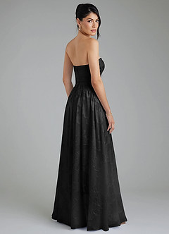 Azazie Helena Bridesmaid Dresses Black A-Line Strapless Floral Jacquard Burnout Convertible Dress image2