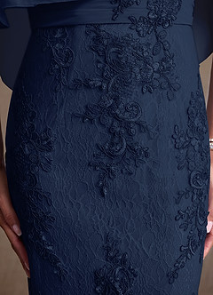 Azazie Amrita Klänningar till brudens mor Klä Sjöjungfru i Chiffong Spets Mörk Marinblå image7