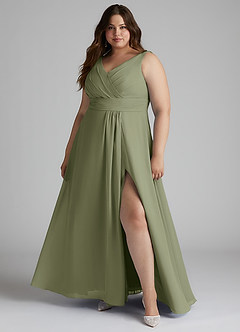Azazie Karina Brautjungfernkleider A-Linie Plissee Chiffon Kleid Pistazie image6