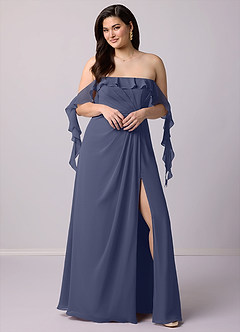 Barbie ♥ Azazie Jurken voor bruidsmeisjes Converteerbaar Jurk van Chiffon met A-Lijn Off the Shoulder Stormachtig image10