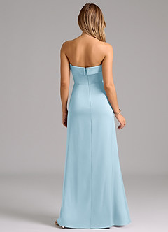 Azazie Aretha Vestidos de damas de honor Vestido de Azul Cielo de Satén Elástico de Corte en A Convertible con Sin tirantes image7
