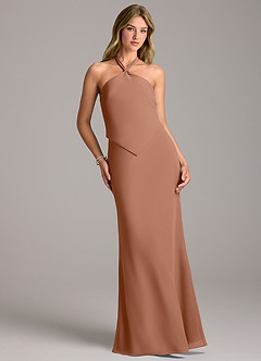 Azazie Keisha Bridesmaid Dresses Bronzer Sheath Chiffon Dress image4