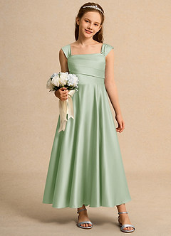 Azazie Bundle Junior Formal Flower Girl Klänningar Klä A-Line i Matt satäng Plisserad image3
