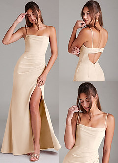 Azazie Leonis Bridesmaid Dresses White Alabaster Sheath Strapless Chiffon Convertible Dress image9
