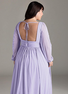 Azazie Norah Bridesmaid Dresses Lilac A-Line V-Neck Long Sleeve Chiffon Dress image13