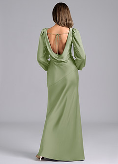 Azazie Rylina Bridesmaid Dresses Dusty Sage Mermaid Long Sleeve Stretch Satin Dress image2