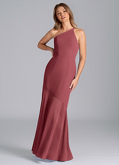 Azazie Tilla 신부 들러리 드레스 인어 한쪽 어깨 쉬폰 바닥 길이 드레스 image6