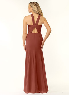 Azazie Rue Bridesmaid Dresses Auburn A-Line Halter Chiffon Dress image3