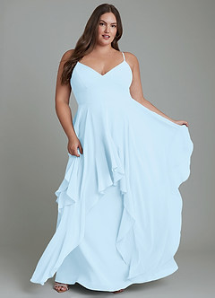 Azazie Zaina Bridesmaid Dresses Sky Blue A-Line Chiffon Dress image9