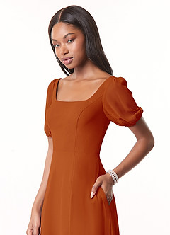 Azazie Alani Bridesmaid Dresses Paprika A-Line Square Neckline Chiffon Dress image4