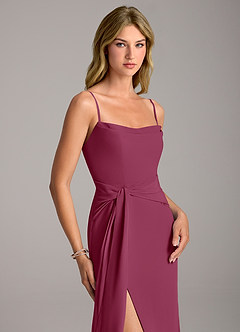 Azazie Tahlia Brautjungfernkleider A-Linie Gürtel/Schärpe Chiffon Kleid Maulbeerrot image2