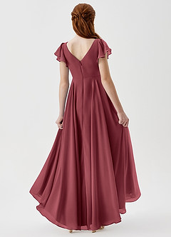 Azazie Caria Junior Merlot A-Line Pleated Chiffon Dress image2