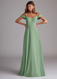 Azazie Marley Bridesmaid Dresses Matcha A-Line Off the Shoulder Chiffon Convertible Dress image4