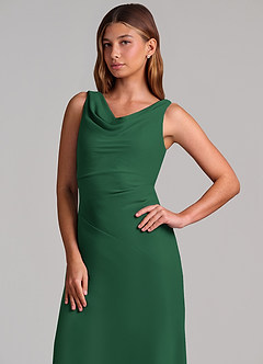 Azazie Nerine Brudtärnklänningar Klä av A-Linje i Chiffong Plisserad Mörkgrön image6