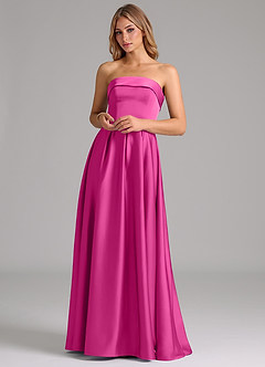 Azazie Lucienne Brautjungfernkleider Wandelbar A-Linie Schulterfrei Stretch-Satin Kleid Fuchsia image4
