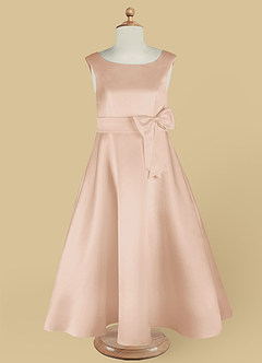 Azazie Lindy Flower Girl Dresses English Rose A-Line Pleated Matte Satin Dress image13