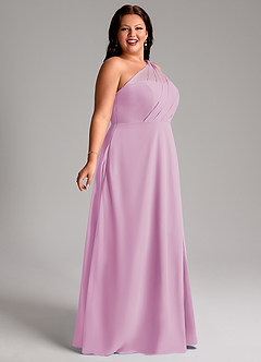 Azazie Phaedra Abiti da Damigella Abito A-Line in Chiffon Monospalla Rosa Confetto image11