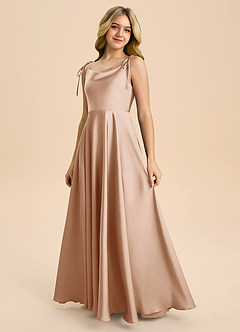 Azazie Popsy Junior Abito A-Line in Raso Elasticizzato Fiocco Rosa Inglese image6