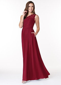 Azazie Demi Bridesmaid Dresses A-Line One Shoulder Chiffon Floor-Length Dress image3