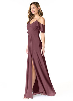 Azazie Dakota Bridesmaid Dresses Sangria A-Line V-Neck Pleated Chiffon Dress image3