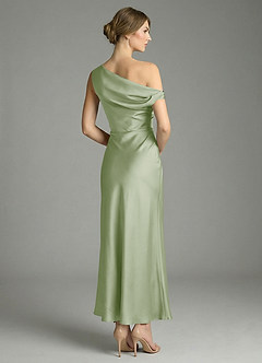 Azazie Emerson Abiti da Damigella Abito Sirena in Raso Elasticizzato a Spalla Scoperta Verde Salvia image6