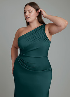 Azazie Akilah Brudtärnklänningar Klänning av Sjöjungfru i Stretch Satin One-shoulder Tallgrön image13